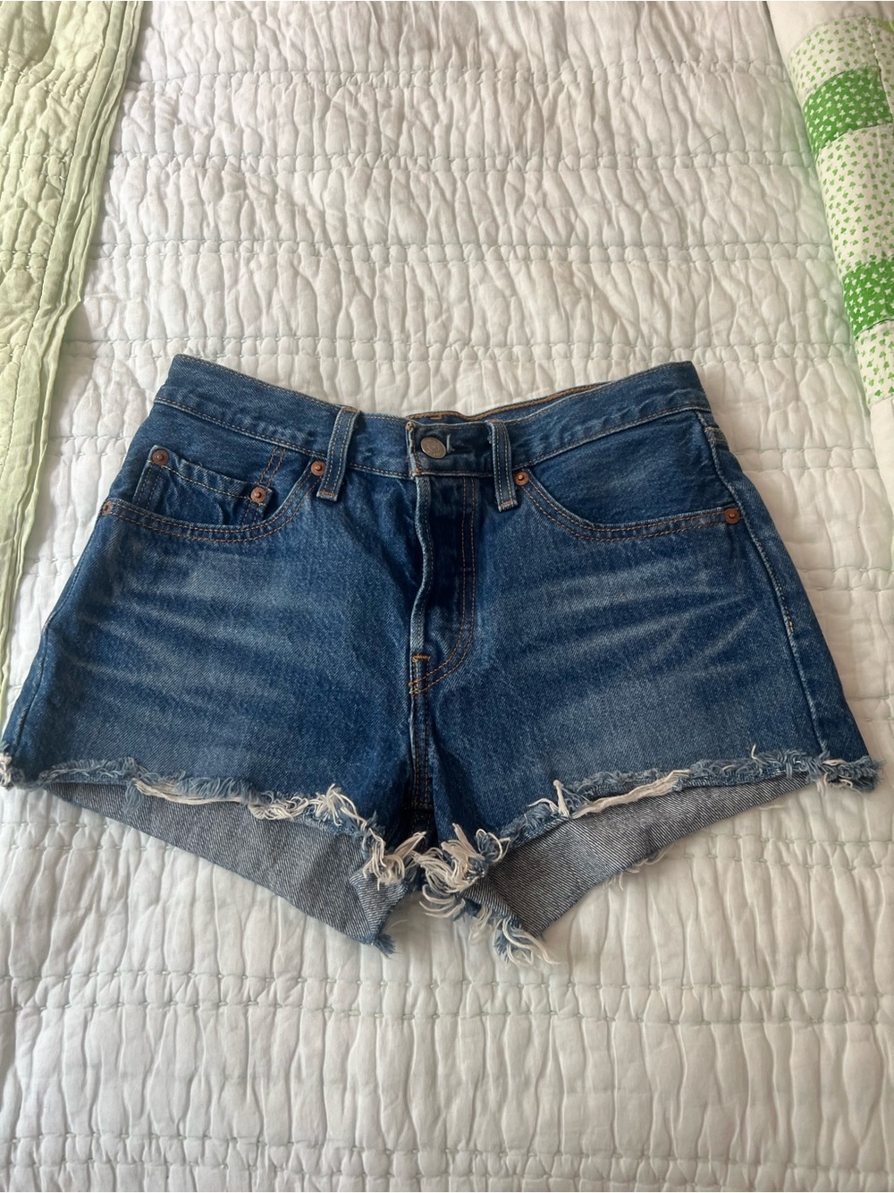 Levi’s 501 Dark Blue Denim Cutoff Shorts - Women's